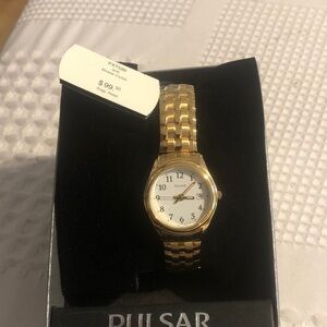 Pulsar Gold Watch with White Dial face woman